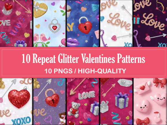 10 Repeat Glitter Valentines Patterns