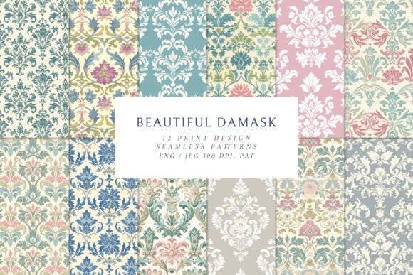 12print Damask Vintage Seamless Patterns