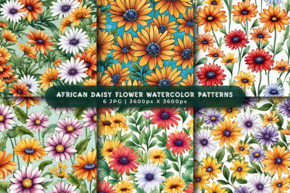 African Daisy Flower Patterns: Elevate Your Designs with High-Resolution Digital Papers