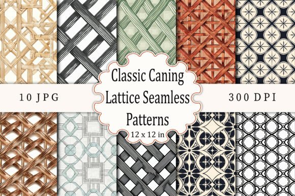 Classic Caning Lattice Seamless Patterns
