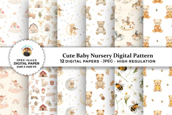 Cute Baby Nursery Digital Patterns