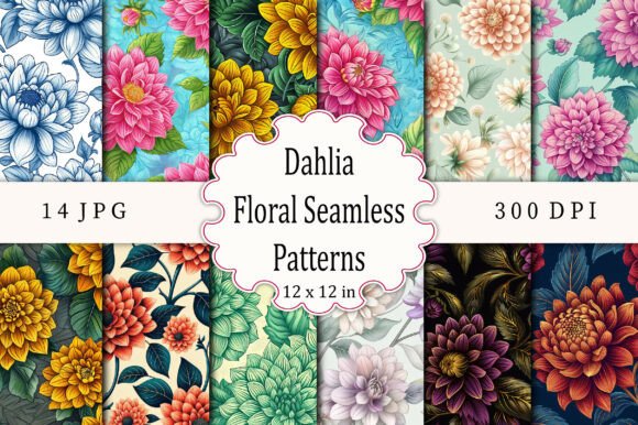 Dahlia Floral Seamless Patterns