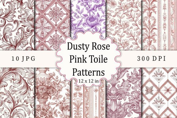 Dusty Rose Pink Toile Patterns