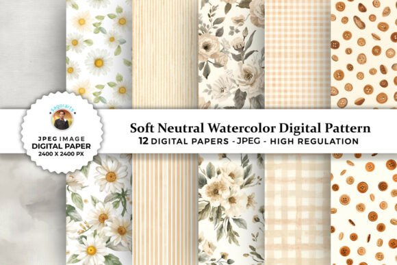 Elevating Creative Workflows with Soft Neutral Watercolor Digital Patterns
