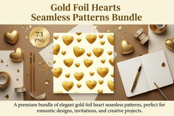 Evaluating Gold Foil Hearts Seamless Patterns PNG for Professional Design Projects