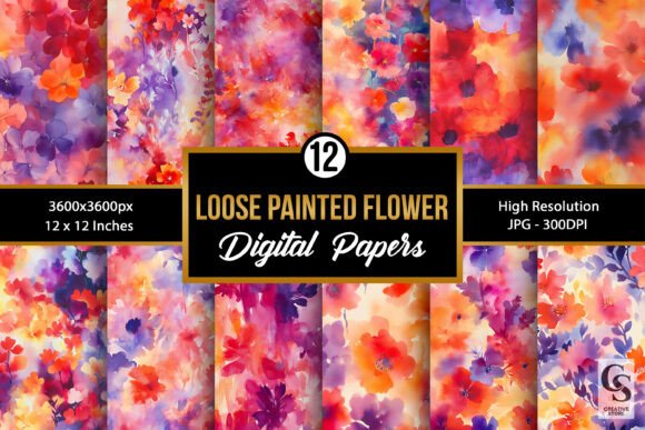 Loose Painted Vibrant Flowers Patterns