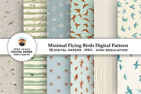 Minimal Flying Birds Digital Patterns