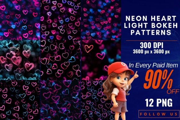 Neon Heart Light Bokeh Patterns: Elevating Digital Designs with Glowing Aesthetics
