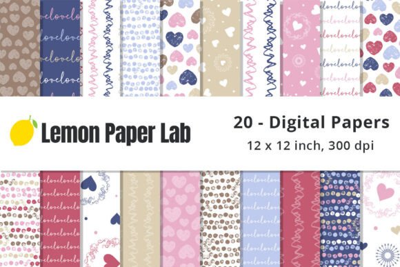 Pink, Blue and Brown Valentine Patterns