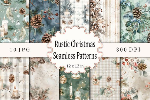 Rustic Christmas Seamless Patterns