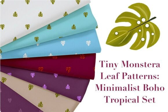 Tiny Monstera Leaf Patterns: Minimalist Tropical Design Assets