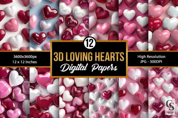 Transform Your Craft Projects with 3D Loving Hearts Seamless Patterns