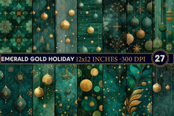 Vintage Emerald Gold Holiday Patterns: A Design Resource Evaluation