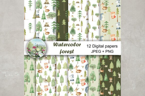 Watercolor Forest Animals Patterns