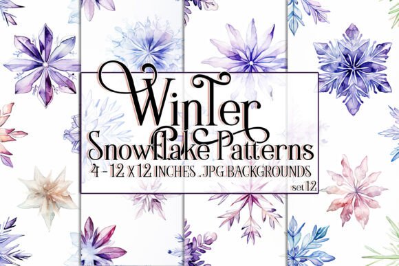 Watercolor Winter Snowflake Patterns 12