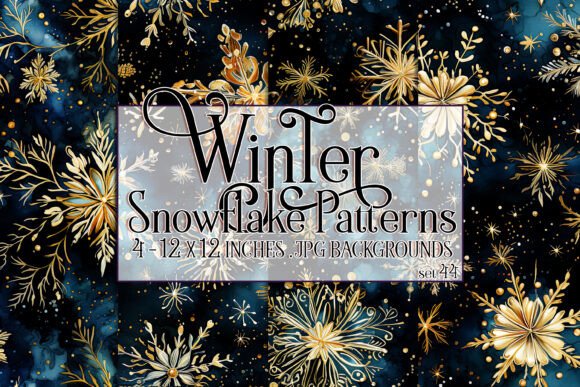 Watercolor Winter Snowflake Patterns 44