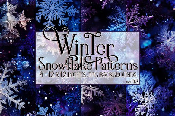 Watercolor Winter Snowflake Patterns 48