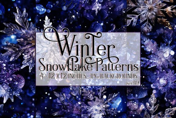 Watercolor Winter Snowflake Patterns 49