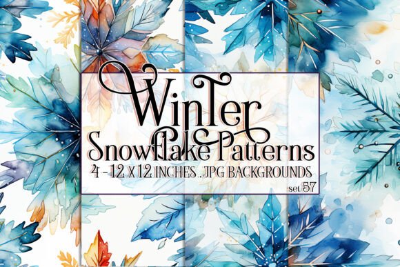 Watercolor Winter Snowflake Patterns 57