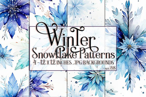 Watercolor Winter Snowflake Patterns 58: Elevating Digital and Physical Design with Seamless Art